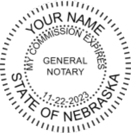 Nebraska Notary Self Inking Circular Grey Body Stamp, Sample Image Nebraska Notary Self Inking Circular Grey Body Stamp, Sample Image